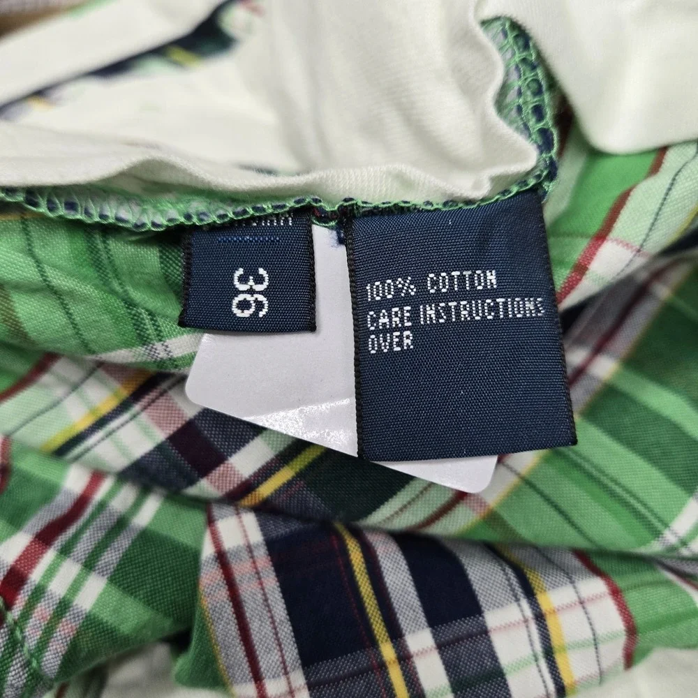Polo By Ralph Lauren Men Shorts 36 Green Plaid Chino Button 12